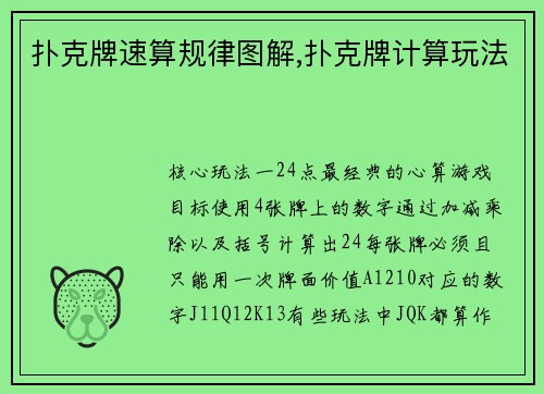扑克牌速算规律图解,扑克牌计算玩法